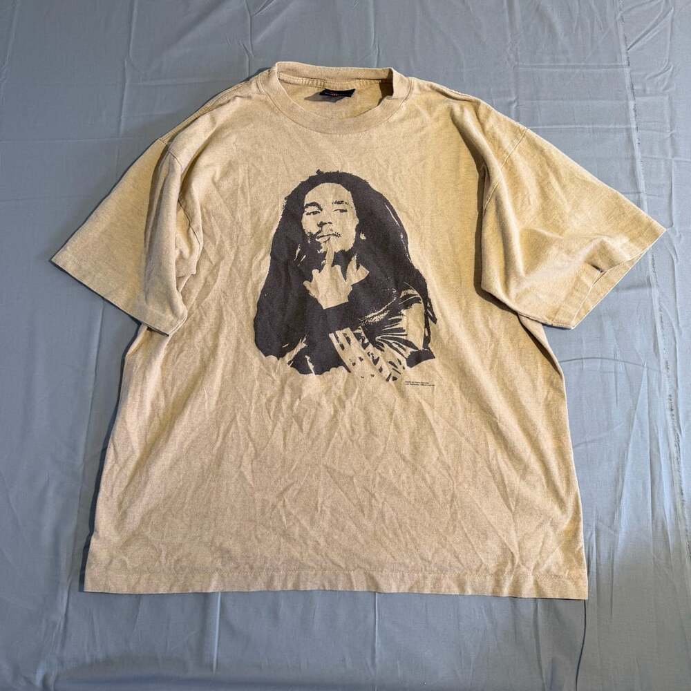 Zion Rootswear Bob Marley T-Shirt Size XL Beige Graphic Tee
